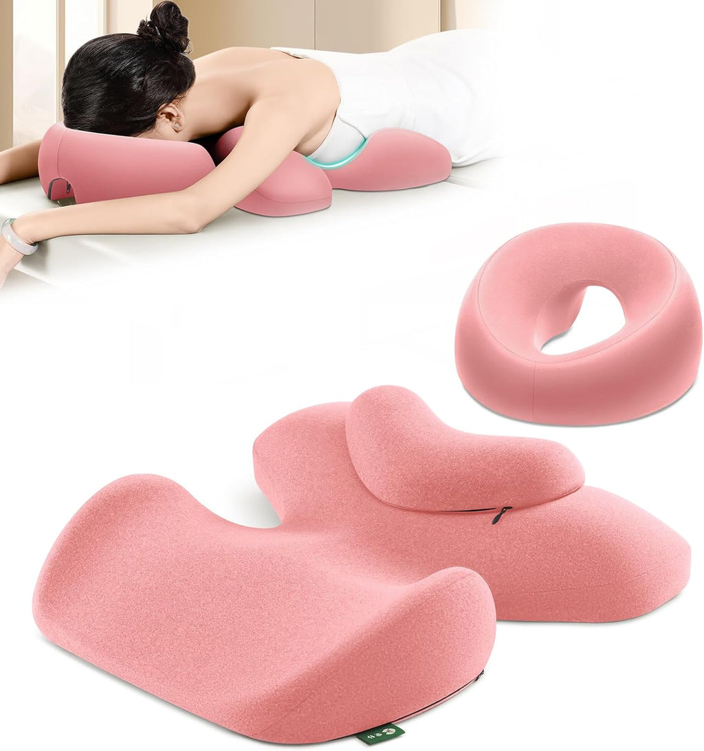Prone Massage Pillow, a Chest and face Support Sleep Pillow, is Suitable for Massage, SPA and Sleep. It Comes with a Removable and Washable Cover, a Non-Slip Bottom (Pink)