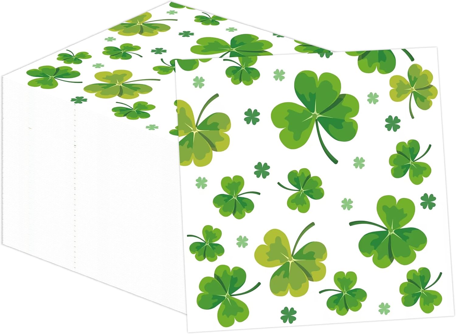 50PCS St. Patrick's Day Paper Napkins - 6.5 x 6.5 Inch Shamrock Luncheon Napkins Green Lucky Clover Disposable Party Supplies for Saint Patrick's Day Irish-Themed Birthday Decorations