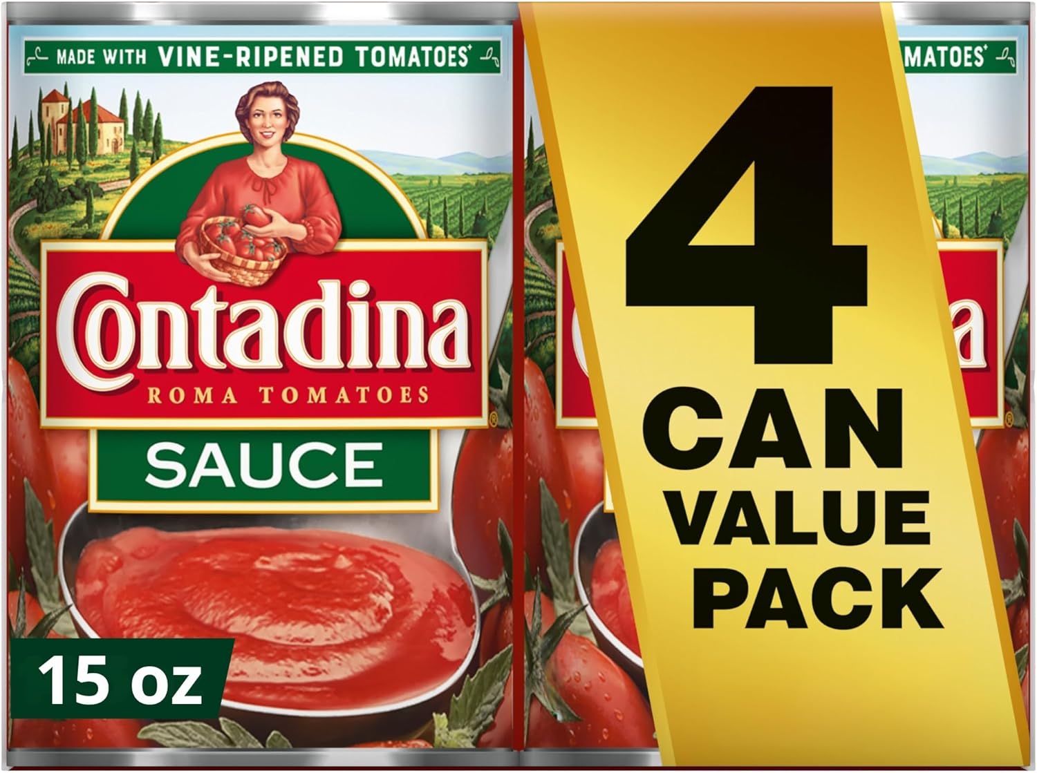 Contadina Canned Tomato Sauce, 15 oz (Pack of 4 Cans)