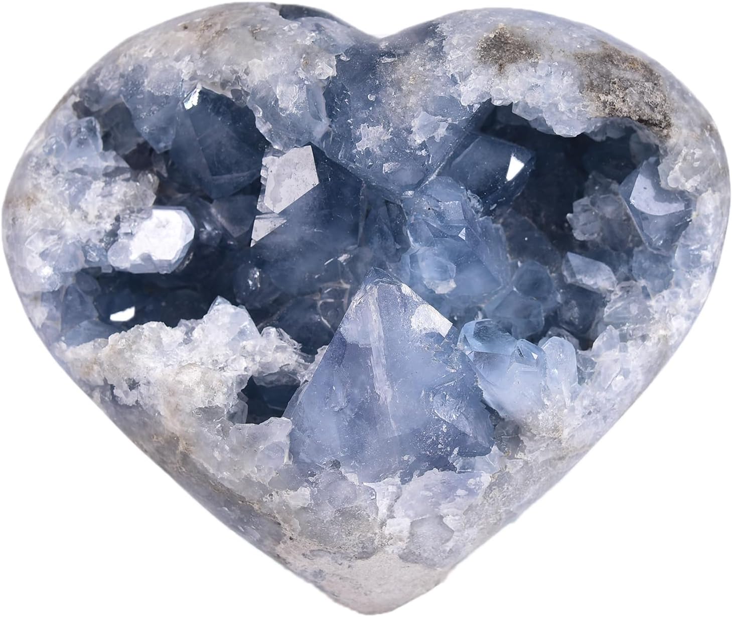 Large Raw Blue Celestite Crystal Geode Heart Shape Natural Healing Crystal Cluster Irregular Celestine Stone Home Decor 4-6 Lbs