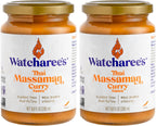 Watcharee’s Thai Massaman Curry Sauce – Authentic Thai Flavor Made from Real Massaman Curry Paste & Coconut Milk, Crafted with Natural Ingredients, Ready-to-Use, Vegan, Non-GMO, Gluten-Free, 9.8 fl oz (Pack of 2)