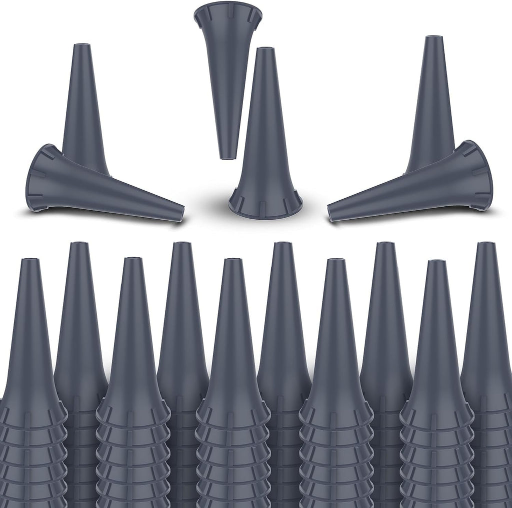2.5mm Disposable Ear Specula Tips for Universal Otoscopes – Compitible with W-E-L-C-H A-L-L-Y-N, K-a-W-e, RIES'TER, H.E.I.N.E| Plastic Replacement Covers | Gray | Pack of 100