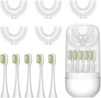 10 Pcs U Shaped Toothbrush Kids Replacement Head Set, Including 5 U Shaped Brush Heads 5 Bristle Brush Heads and 1 Storage Box (Medium)