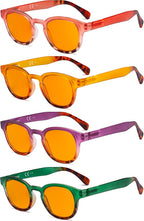 Eyekepper 4 Pack Ladies Computer Glasses - Blue Light Filter Readers for Women Anti Glare Reading Glasses Orange Tinted +1.75