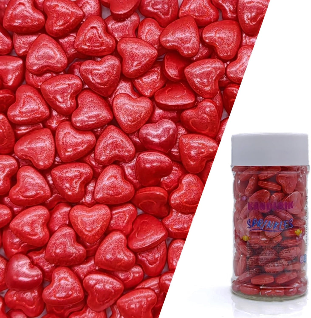Red Double Heart Sprinkles Edible Heart Cake Decorating Cake Decorations Cupcake Toppers Cookie Decorating Perfect for Cakes, Cupcakes, Desserts Toppings 3OZ