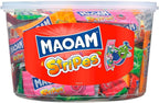 Haribo Maoam Stripes I Pack of 100 Fruit and Cola flavored Chewy Candy Strips | Tub 700g 24 ounce