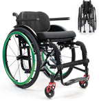 Sport Wheelchairs for Adults Lightweight Foldable, Portable All Terrain Travel Mobility Wheelchair, Elderly Transfer Wheel Chair Aluminum Alloy for Outdoor Activities,Green-40/15.7in