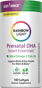 Rainbow Light Prenatal DHA Vitamins for Women | 180 Softgels | Ultra Omega 3 Fish Oil (EPA & DHA) | Supports Brain & Eye Health for Mom and Baby | for Pregnancy & Nursing