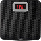Taylor Digital Bathroom Scale, Body Weight Scale 400 LB Capacity, Carbon Fiber Anti-Slip Mat, 11.8 x 11.8 Inch Platform, Black