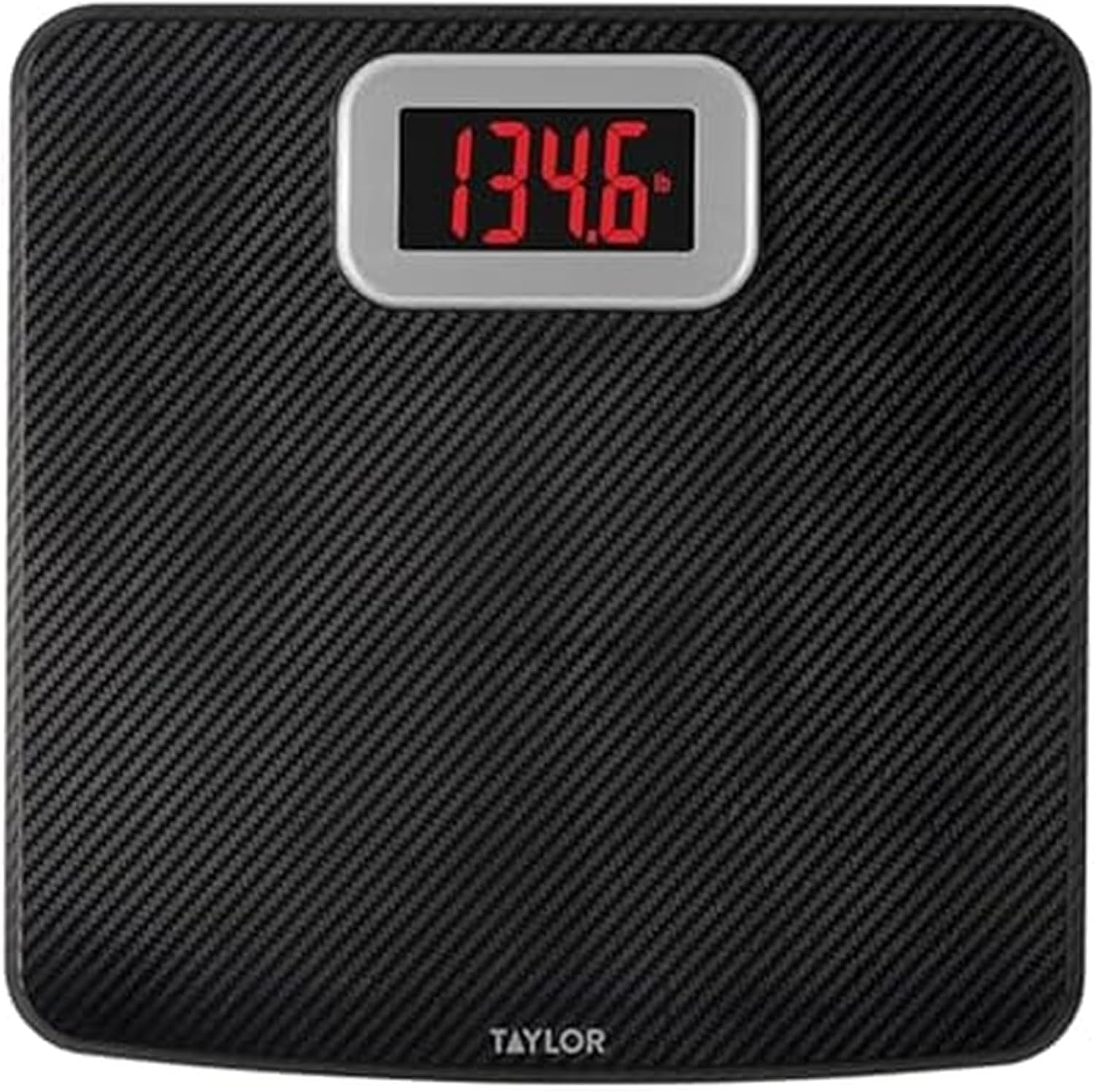 Taylor Digital Bathroom Scale, Body Weight Scale 400 LB Capacity, Carbon Fiber Anti-Slip Mat, 11.8 x 11.8 Inch Platform, Black