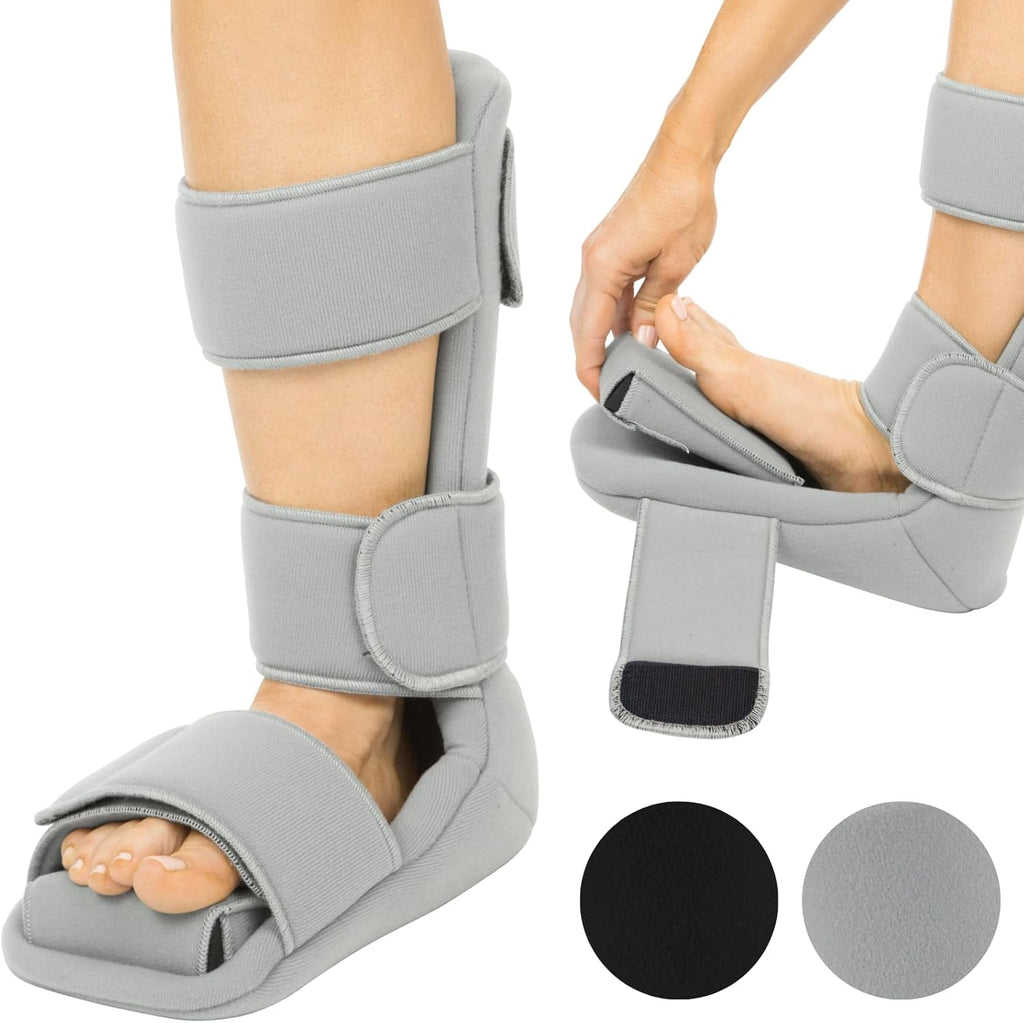 Vive Plantar Fasciitis Night Splint Plus Trigger Point Stretch Wedges - Soft Leg Brace Support, Orthopedic Sleeping Immobilizer Stretch Boot (X-Large: Men's: 11.5-12.5, Women's: 12.5-14)