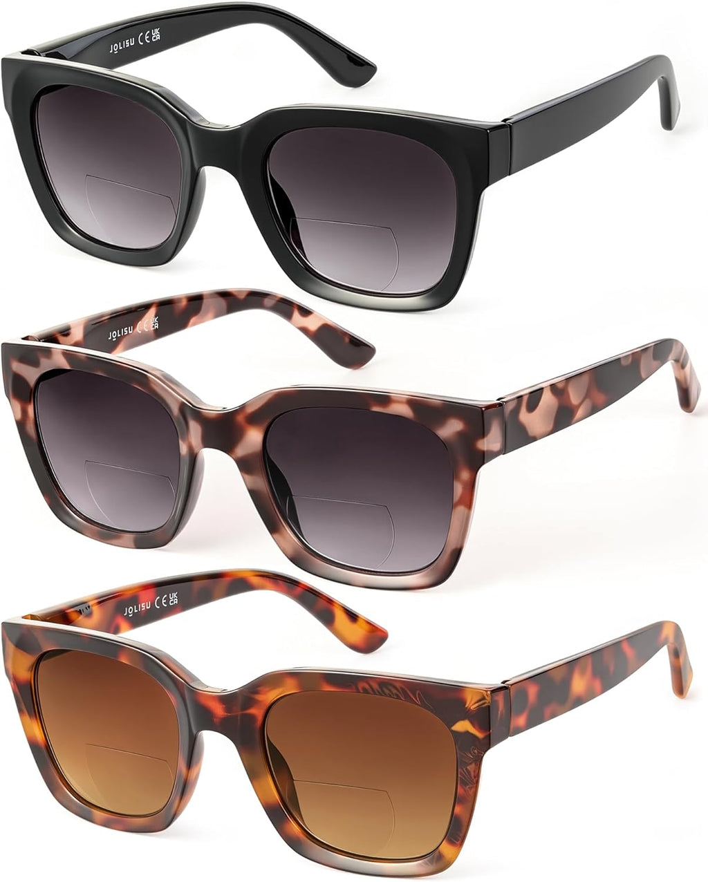 Bifocal Sunglasses Reader - 3 Pack Lightweight Oversized Classic Style for Women Reading W/UV 400 Protection