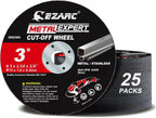 EZARC Cut Off Wheels 25 Pack, 3” x 1/32” x 3/8” Cutting Wheel, Metal & Stainless Steel Cutting Disc for Die Grinder