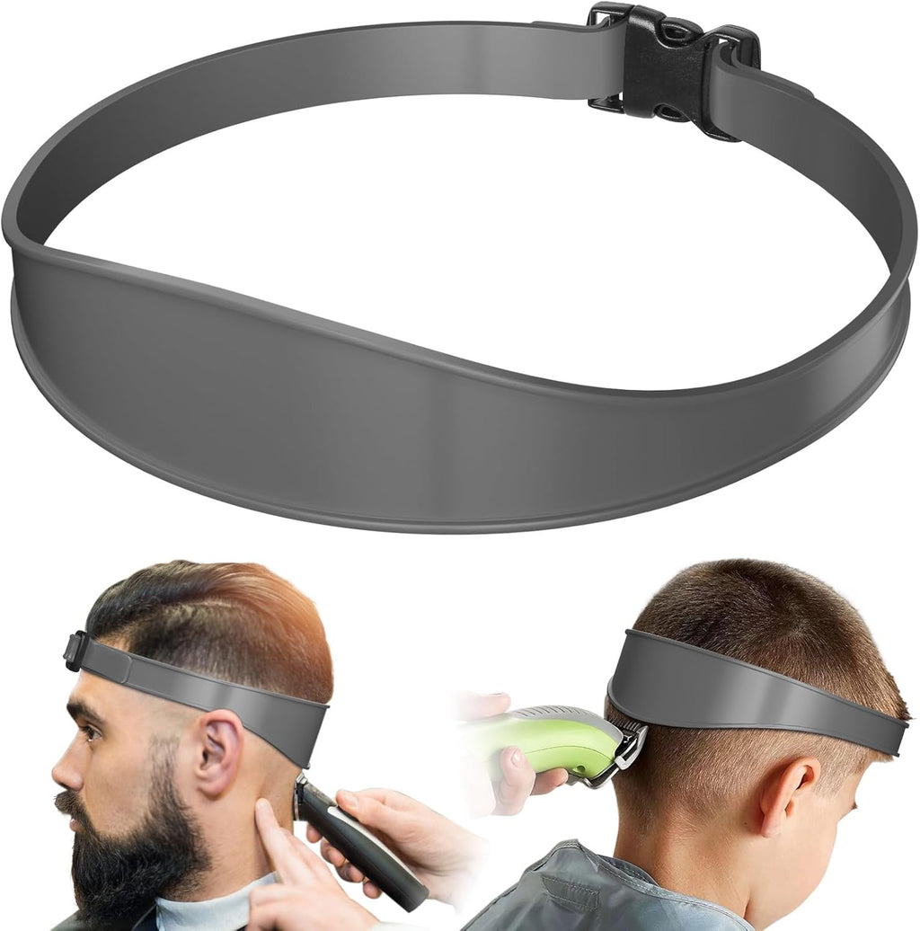 AOMGD Adjustable Hair Trimming Guide and Neckline Shaving Template,DIY Self Haircutting System, Shaving and Keeping a Clean and Straight Neck Hairline,Easy Use Tool Soft Portable (Grey)
