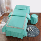 4pcs Beauty Salon Bedding Massage Spa Cover Sets 4-Piece Beauty Bed Cover High-end Simple European Style Beauty Salon Dedicated Massage Physiotherapy Cotton Bed Cover(Green,70 * 185cm)