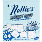 Nellie's Laundry Cubes 64 Load - Zero Plastic, PVA-Free Laundry Detergent - Tough on Stains & Odors - Dissolves in Hot or Cold Water - HE & Standard Machine Safe - Made in Canada