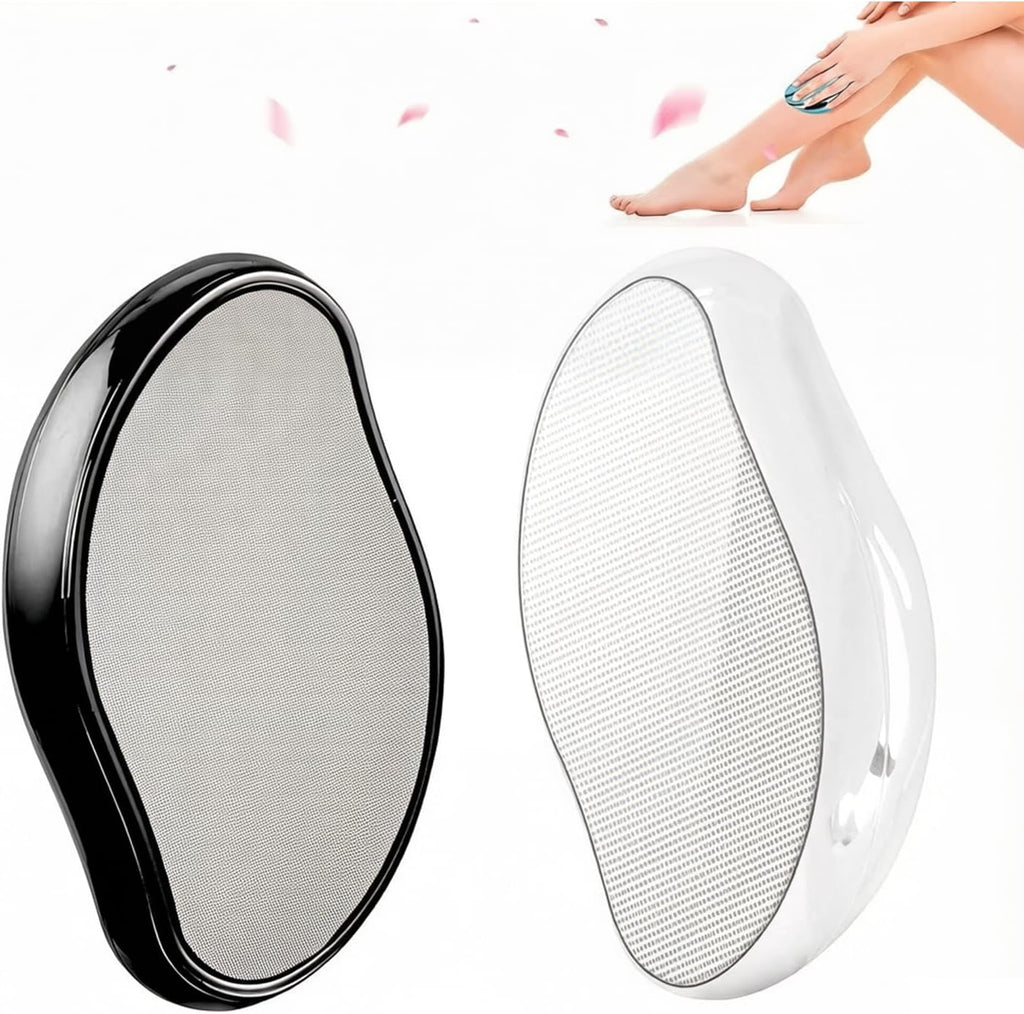 2PCS Crystal Hair Eraser for Women Reusable Hair Remover Stone, Painless Crystal Hair Remover for Women and Men, Magic Painless Exfoliation Hair Removal Tool (Black and White)