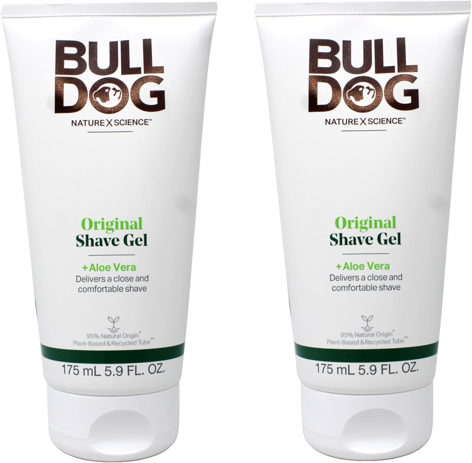 Bulldog Original Shave Gel for Men, Aloe Vera Enriched, Delivers a Close & Comfortable Shave, 95% Natural Origin, 5.9 fl oz (Pack of 2)