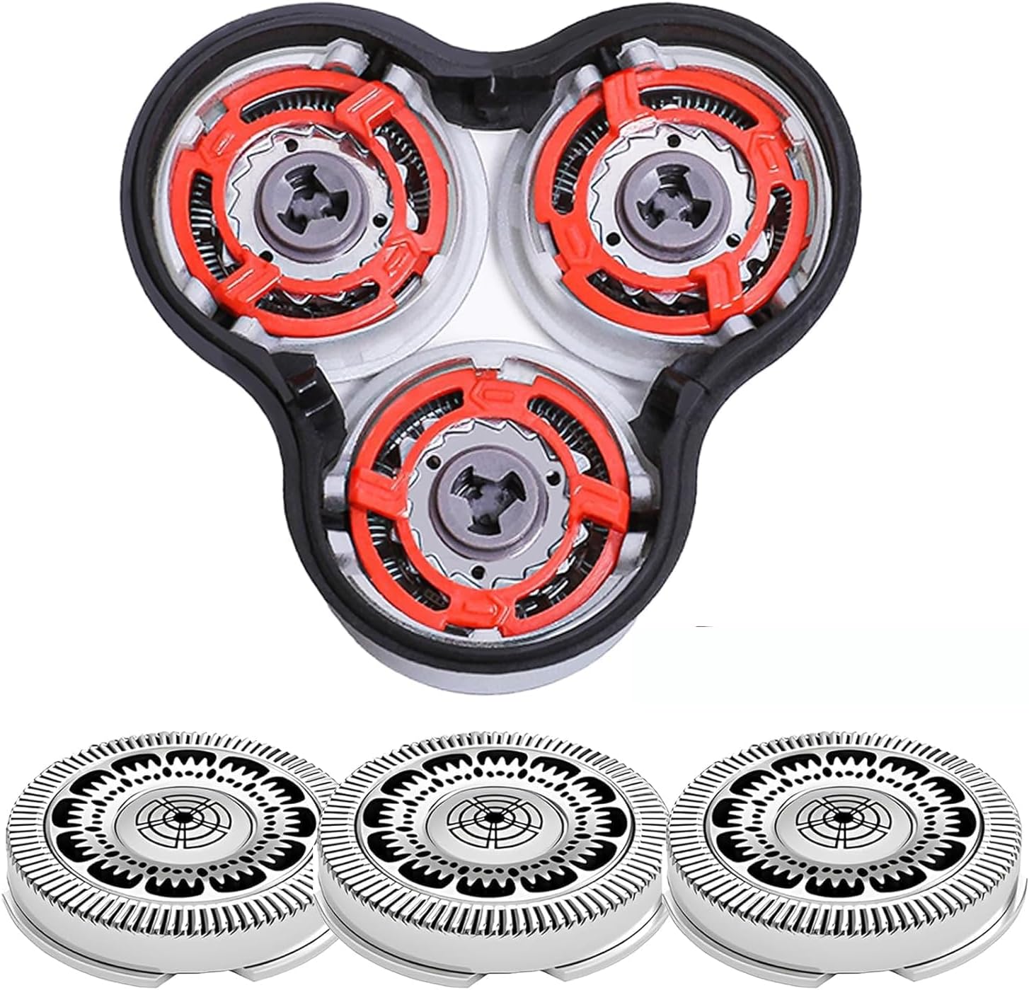 SH90 Replacement Shaver Heads Compatible with Philips Norelco Series 9000, Replacement Blades Compatible with Philips Electric Shaving Series 9000 and Series 8000 (Includes Base)