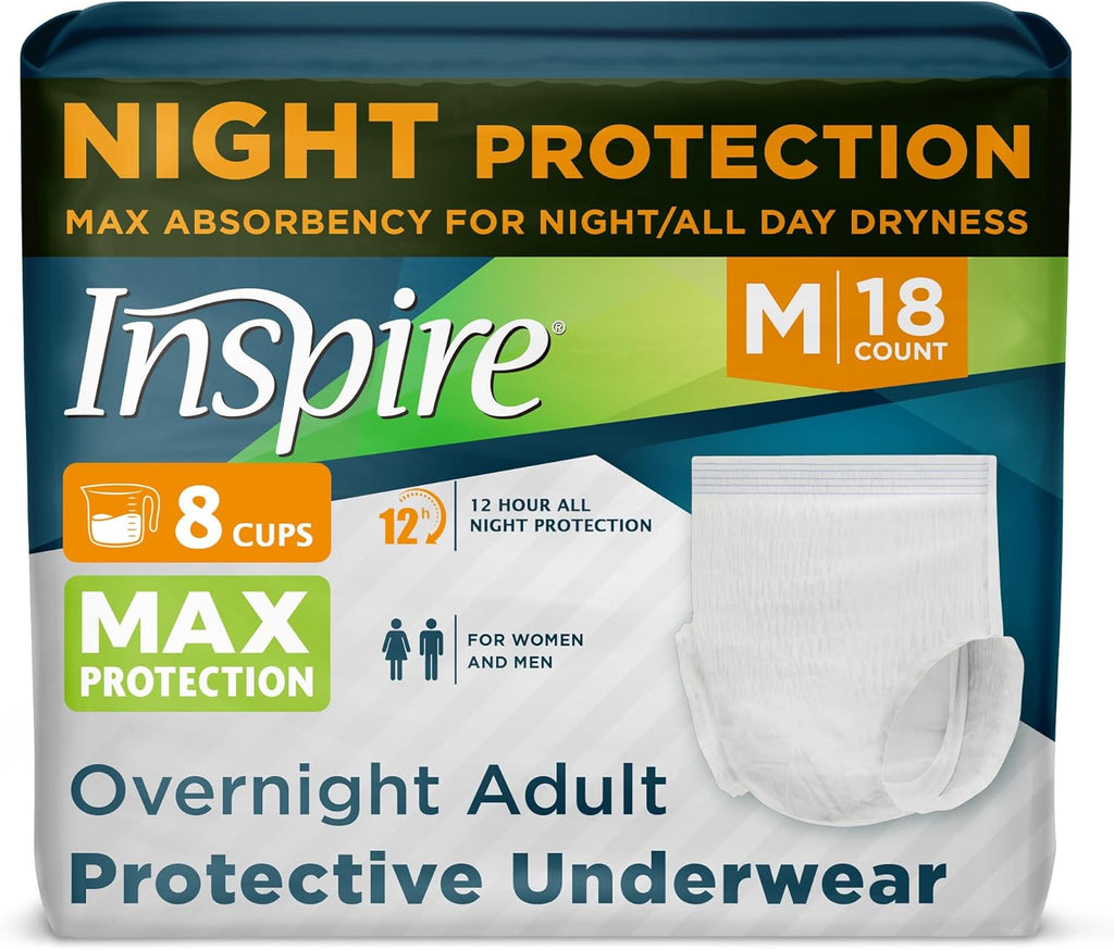 Inspire Adult Diapers Women or Men - MAX Absorbency | Our Most Absorbent and Dry, Incontinence Underwear for Women or Men | Leak Proof Diaper Overnight or Daytime for Heavy