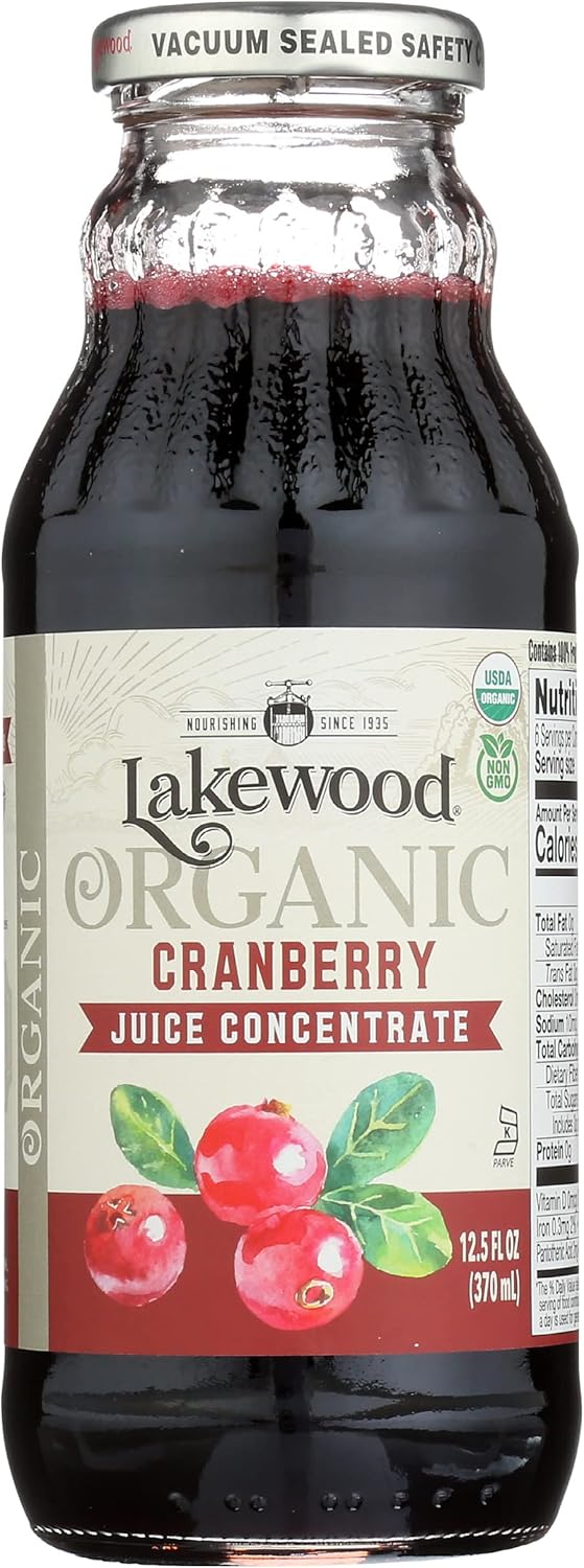 Lakewood Organic Cranberry Concentrate Juice, Gluten Free, Non GMO, Preservative Free, 12.5 Fluid Ounce (Pack of 1)