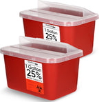 Oakridge Products Large Sharps Container for Home Use and Professional 1 Gallon (2-Pack), Biohazard Needle and Syringe Disposal, Pop Up Lid, CDC Certified