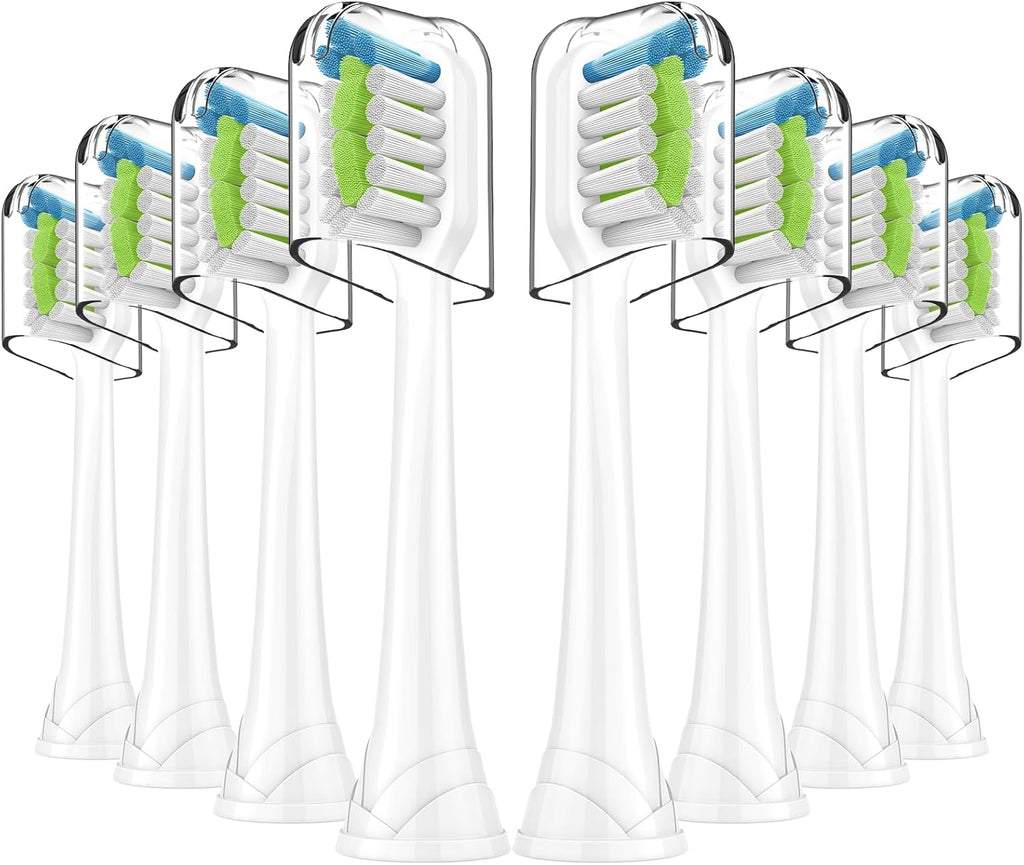 Replacement Brush Heads Compatible with Philips SoniCare Electric Toothbrushes, Dupont Bristles for Effective Cleaning, Click-on System, 8 Pack, White