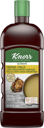 Knorr Professional Ultimate Chicken Liquid Concentrated Base Scratch Like Flavor Aromatic Stock Base, Gluten Free, No Artificial Flavors, Colors, Preservatives, No Added MSG, 32 oz, Pack of 4