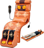 Full Body Massage Mat with Foot Massager, Shiatsu Vibration Massage Pad with Heat, Detachable Neck Pillow, Airbag Lumbar Support & Remote Control for Back, Waist, Legs and Feet