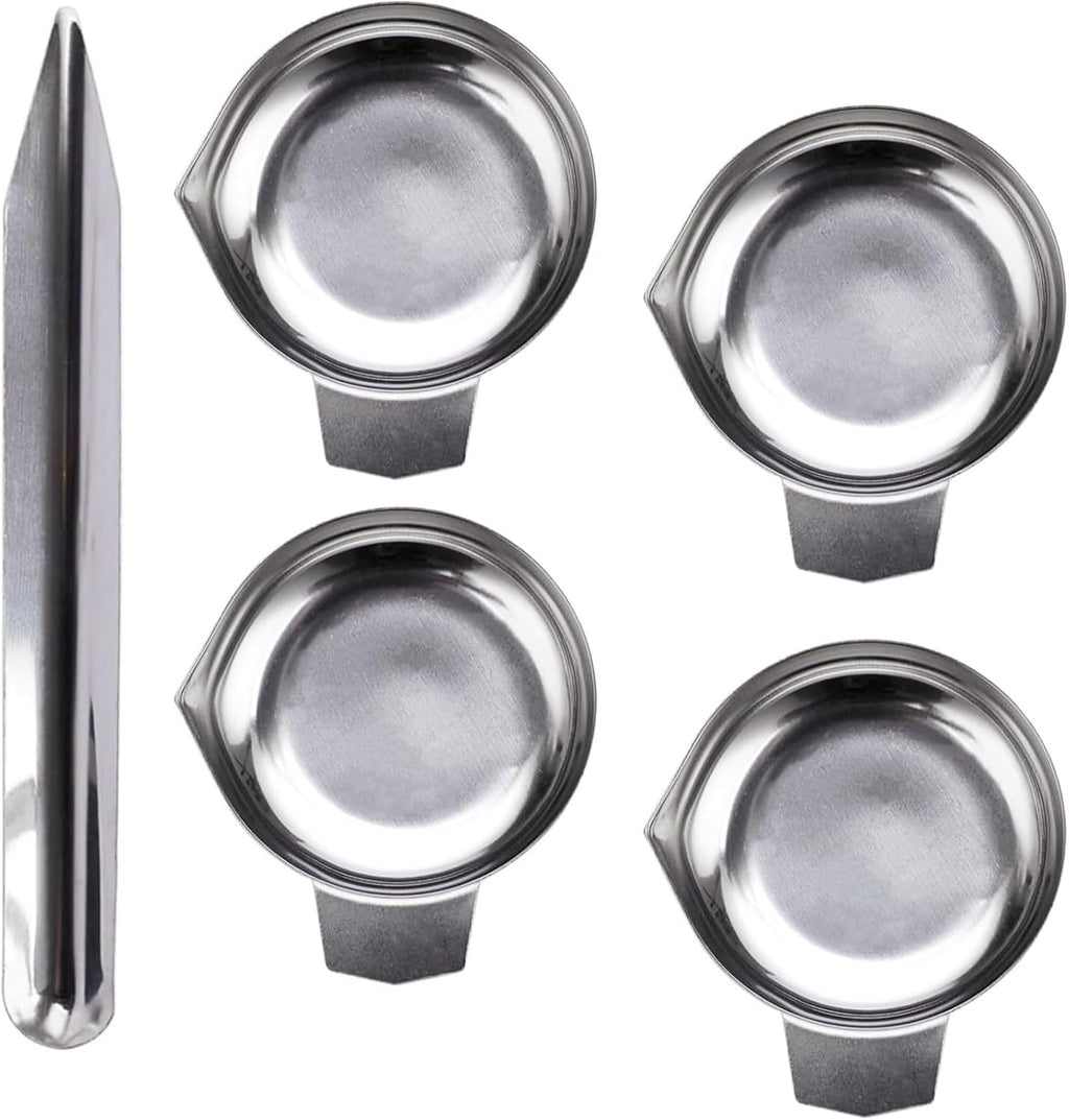 4PCS Metal Weighing Powder Pan with 1 Scoop – Mini Digital Scale Tray for Reloading Jewelry Liquid Powder Lab Supp