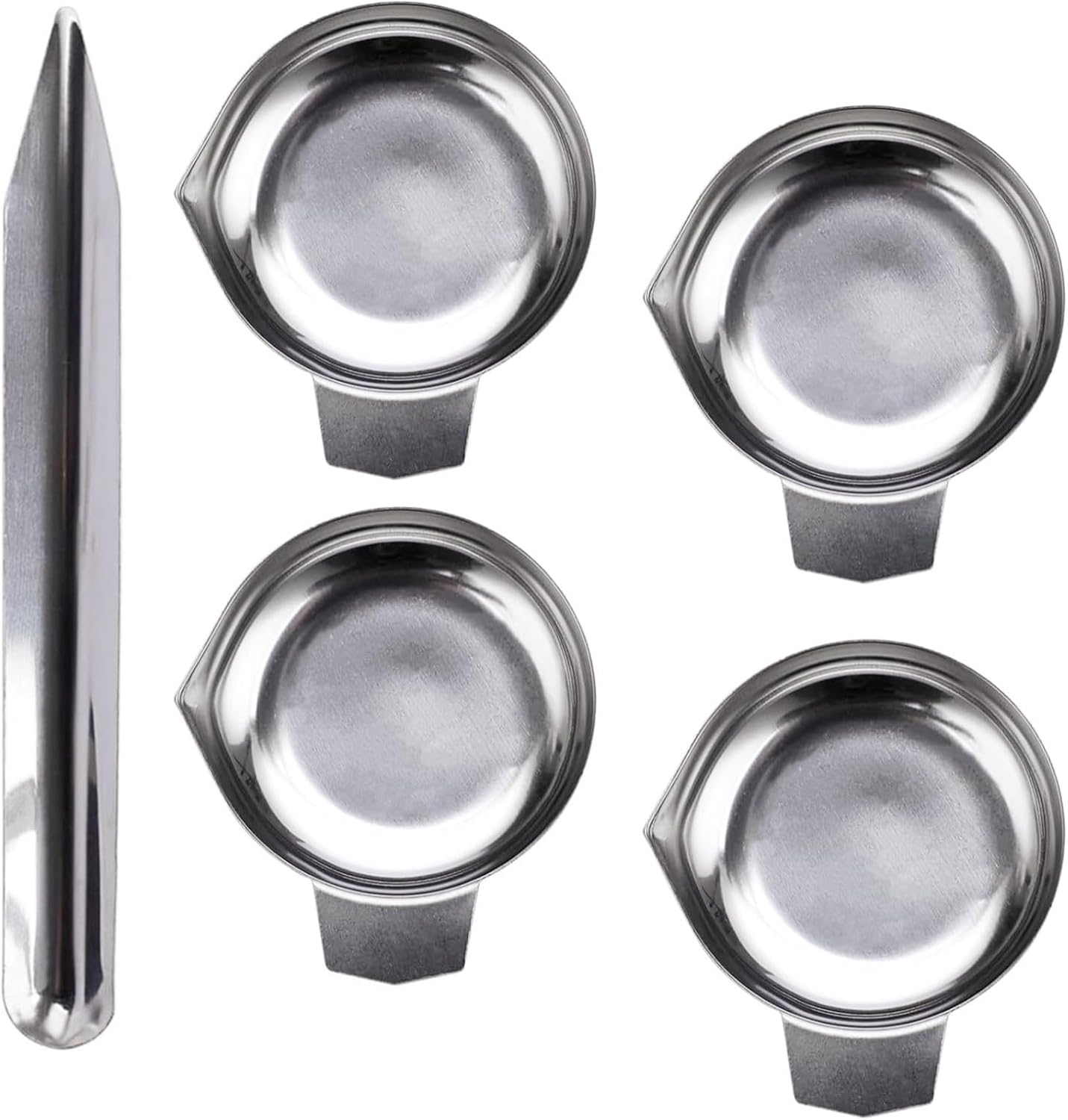 4PCS Metal Weighing Powder Pan with 1 Scoop – Mini Digital Scale Tray for Reloading Jewelry Liquid Powder Lab Supp