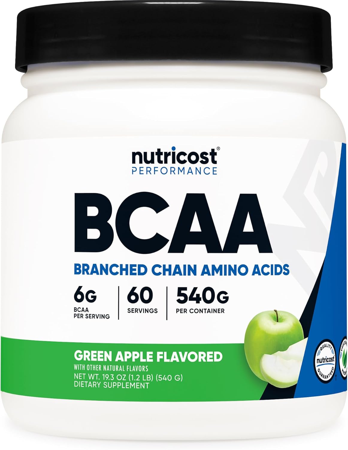 Nutricost BCAA Powder 2:1:1 (Green Apple, 60 Servings)
