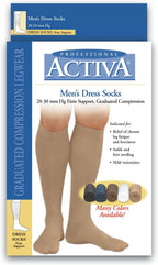 Activa 20-30 mmHg Men's Firm Support Dress Socks, White, Medium