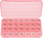 Betife Monthly Pill Organizer 1 Time a Day, 4 Weekly Pill Box Organizer Once a Day, 28 Day Large Pill Case for Travel, 28 Day Daily Medcine Container for Vitamins, Supplement & Medication (Pink)