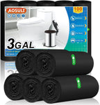 3 Gallon Trash Can Bags 10 Liter Small Bathroom Trash Bags,100 Counts Plastic Waste Basket Bags,Small Black Garbage Bags for Bathroom Can, Office