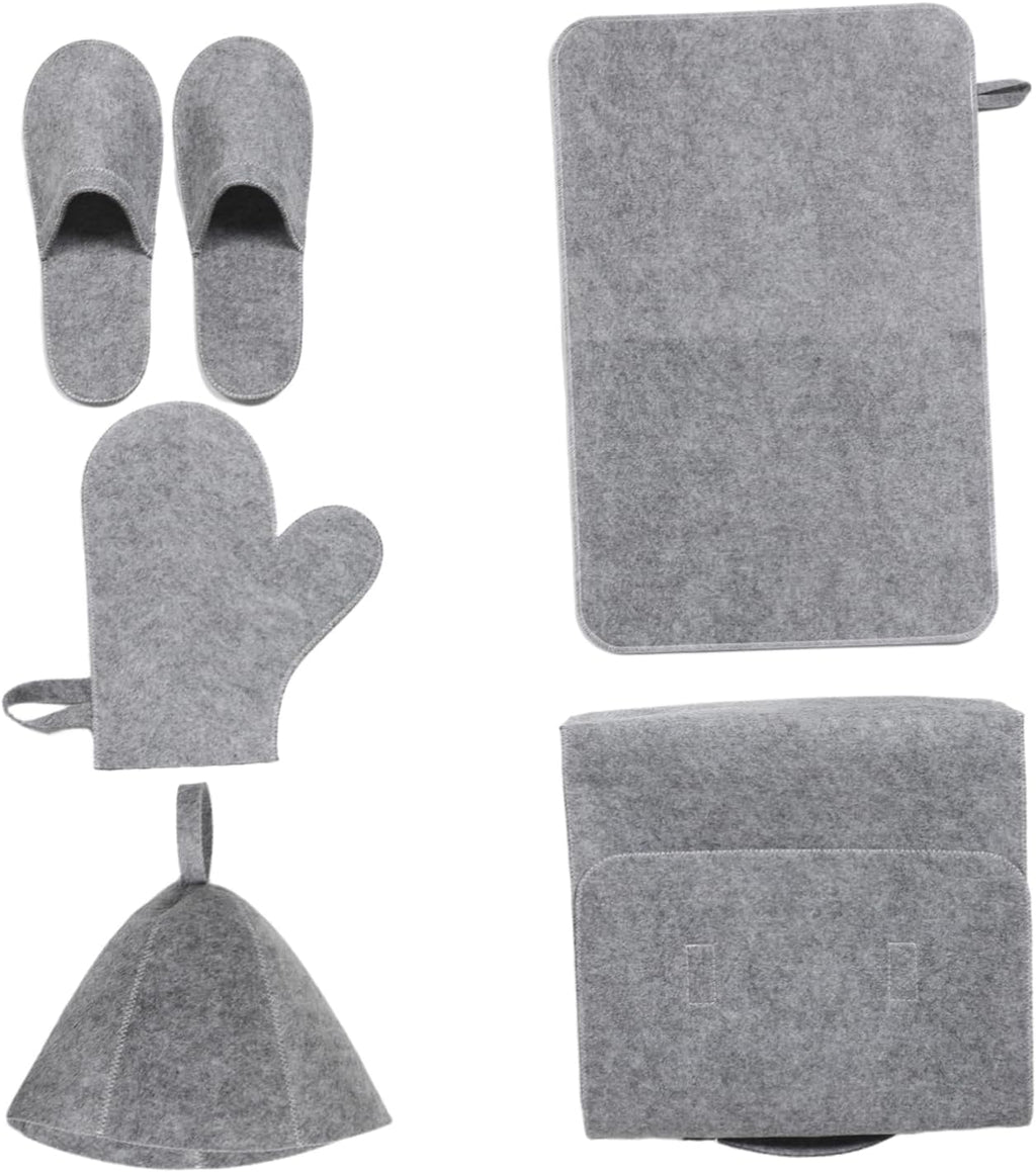 Sauna Felt Set Complete Kit Slippers Bag Cushion Gloves Hat for Men Women