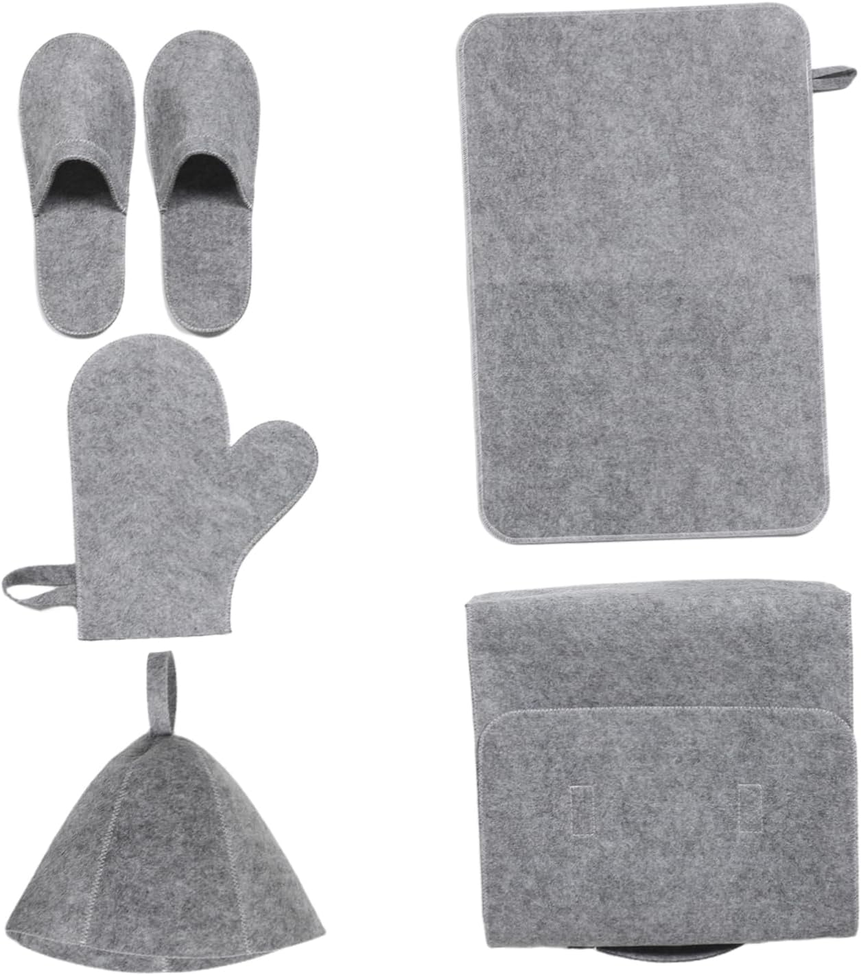 Sauna Felt Set Complete Kit Slippers Bag Cushion Gloves Hat for Men Women