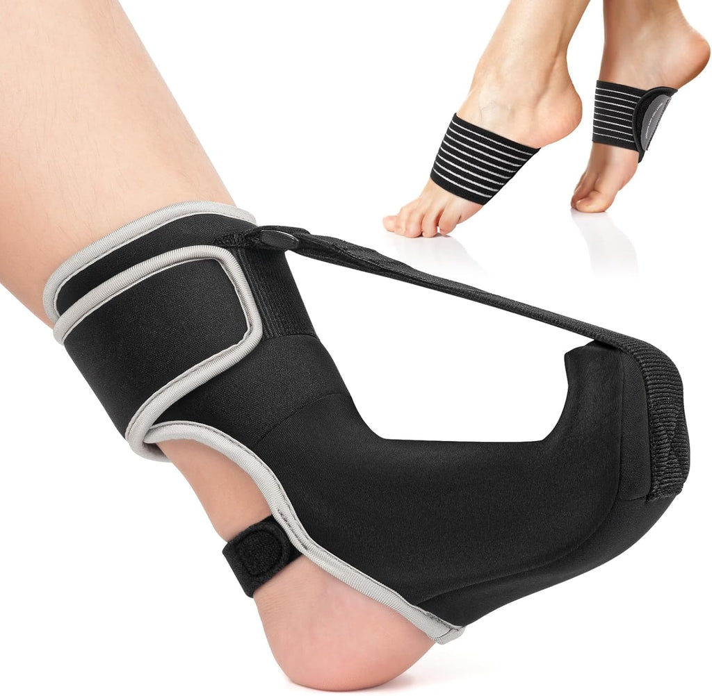 Plantar Fasciitis Night Splint Sock Upgraded Plantar Fasciitis Brace for Women Men with Arch Support for Achilles Tendonitis Foot Drop Heel Spur Pain Relief Black (Small)