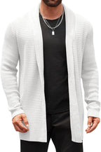 Runcati Mens Cardigan Sweater Shawl Collar Cable Knit Cardiagn Long Winter Open Front Sweaters with Pockets