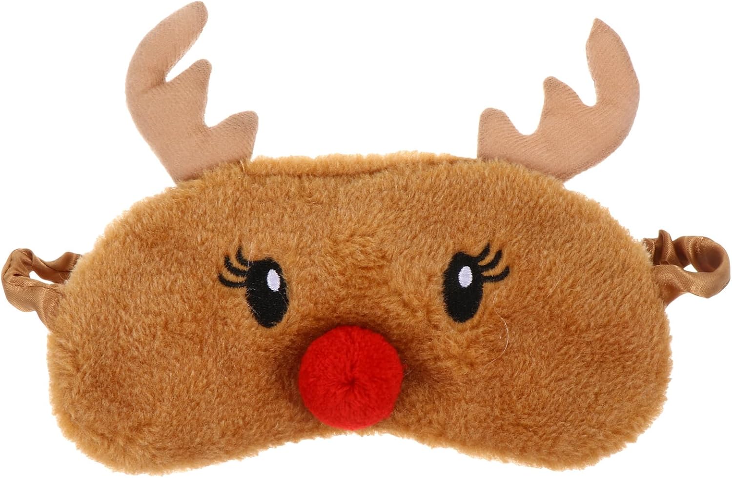 Christmas Elk Plush Sleep Mask, Cute Cartoon Plush Blindfold with 3D Nose for Sleeping, Soft Eye Shade for Travel and Overnight Use