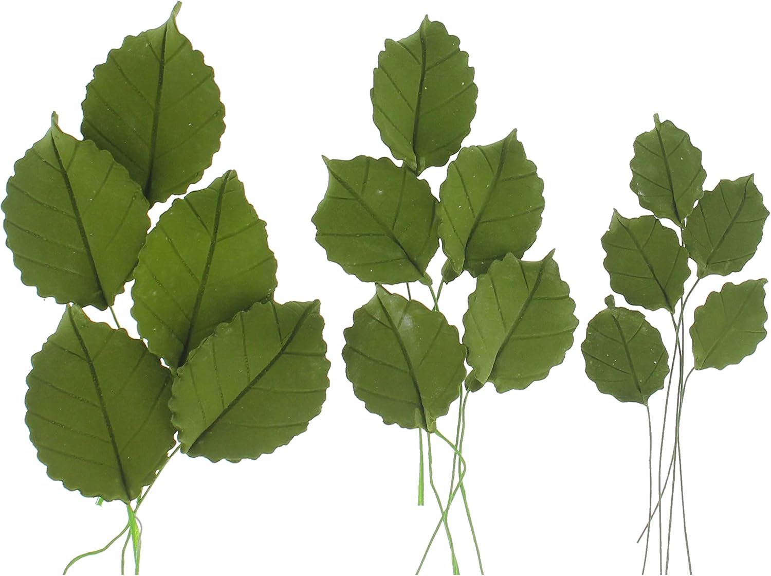 Global Sugar Art Rose Leaf Sugar Cake Flowers & Leaves Dark Green, 3 Sizes, 60 Count by Chef Alan Tetreault