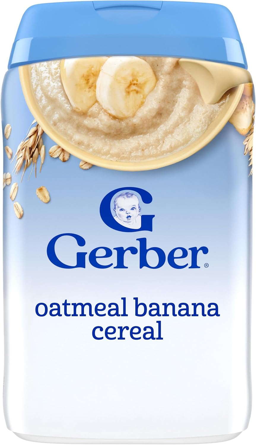 Gerber Stage 2 Baby Food, Oatmeal Banana Cereal, Probiotics Support Healthy Digestion, Baby Oatmeal Cereal