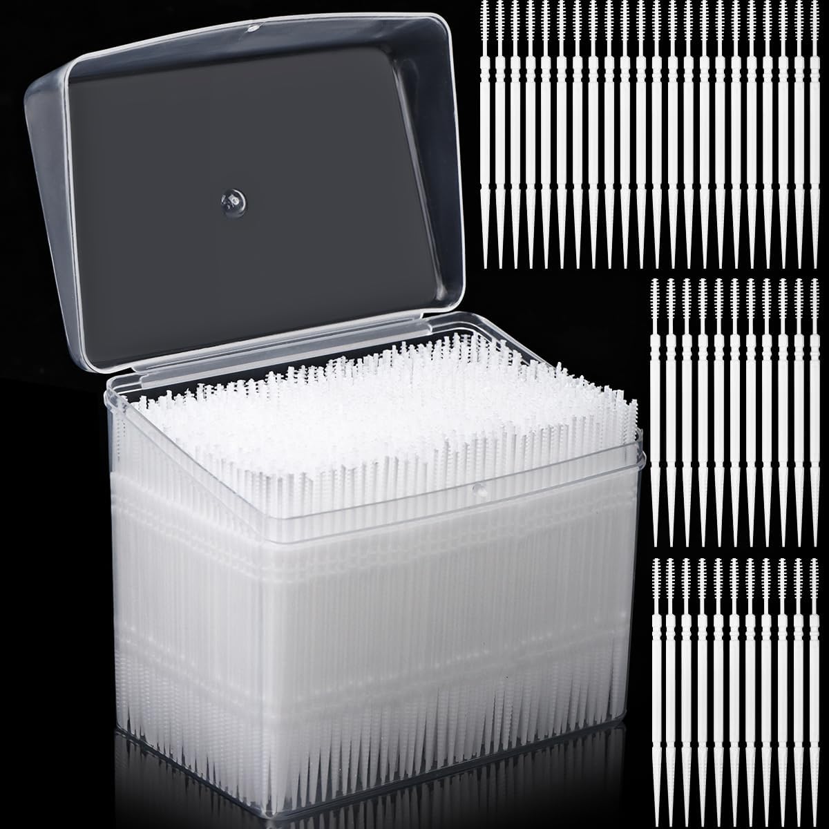 1100Pcs Dental Picks Plastic Toothpick Oral Hygiene 2 Way Interdental Brush Stick