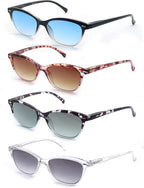 Reading Sunglasses +1.25 Womens Square Readers Sunglasses Stylish Lightweight Ladies Sun Readers 4 Pack Comfortable Fit (Black,Clear,Tortoiseshell Frames)