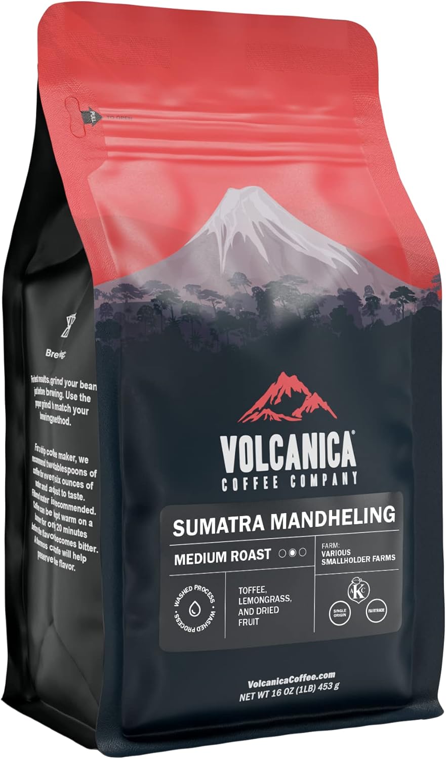Sumatra Mandheling Coffee, USDA Organic, Medium Roast, Whole Bean, Fresh Roasted, 16-ounce