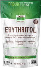 NOW Foods, Erythritol, Great-Tasting Sugar Replacement, Zero Calories, Low Glycemic Impact, Kosher, 1-Pound (Packaging May Vary)
