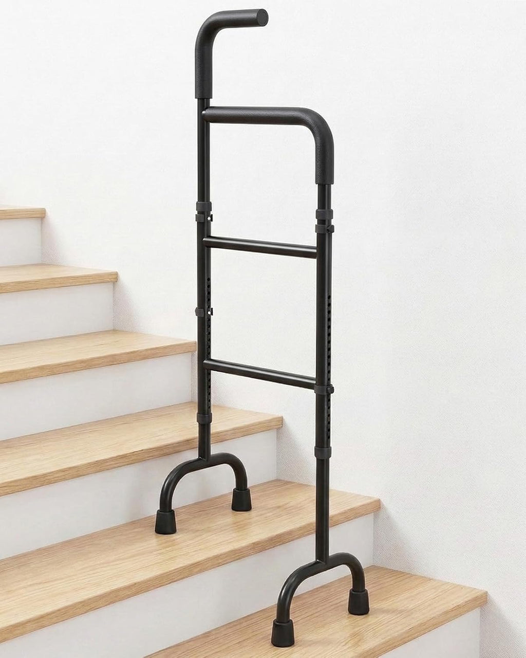 20-Level Adjustable Stair Climbing Assist Cane & Elderly Stair Lift Assist with Anti-Slip Handle & Stabilizing Feet, 300lbs Capacity for Seniors, Standard Steps-Patent Pending