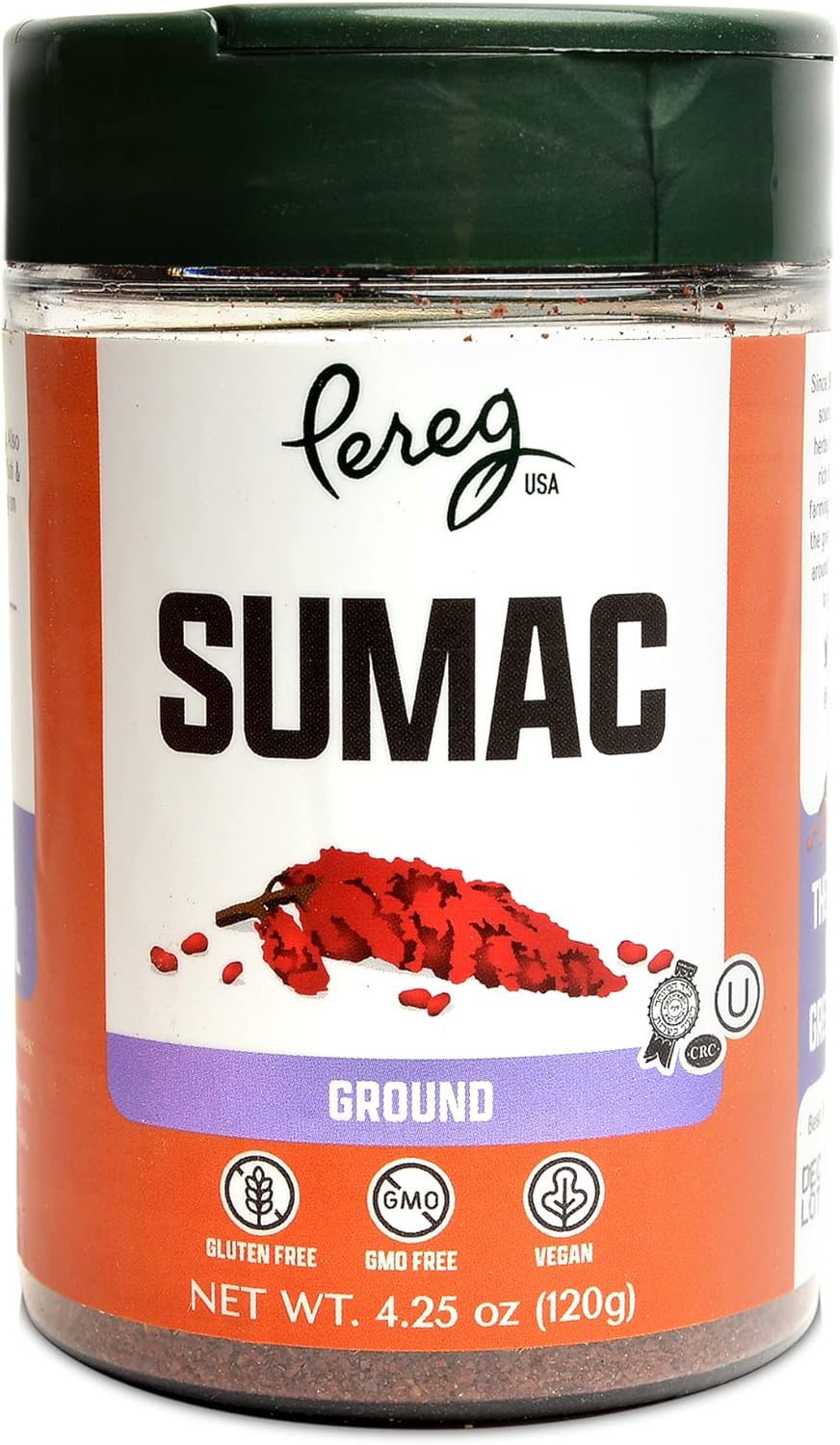 Pereg Ground Sumac Spice Seasoning (4.25 Oz) - Traditional Middle Eastern Spice Blend - Fresh & Pure Sumac Spice Powder, Full of Flavor - All Natural Ingredients - Non-GMO & Non-Irradiated