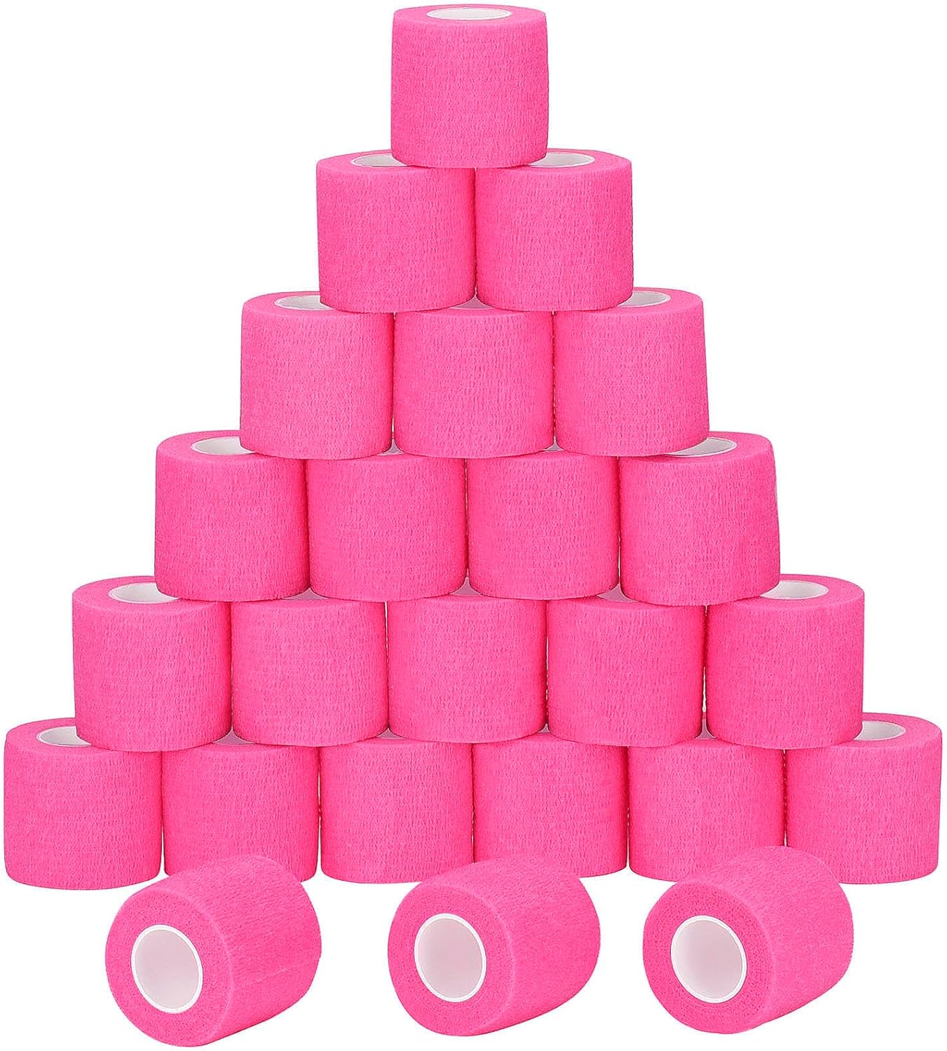 24 Pack Self Adherent Cohesive Wrap Bandages Non Woven Cohesive Bandage Elastic Self Adhesive Bandage Wrap Sports Athletic Tape First Aid Tape for Wrist Ankle Pet Vet Wrap Grip Cover 2 inch (Pink)
