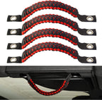 4 x Paracord Grab Handles Compatible with Wrangler JK JKU JL JLU JT Accessories Universal Roll Bar Grab Handles Replacement for Wrangler Grip Handle (Red)